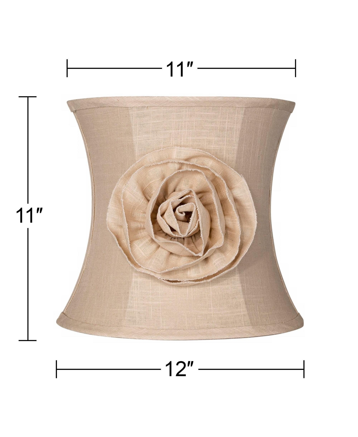 Almond Linen with Flower Small Drum Lamp Shade Top x Bottom x High (Spider) Replacement with Harp and Finial - Spring crest