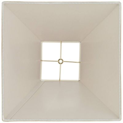 Beige Linen Medium Square Lamp Shade 6" Top x 16" Bottom x 12" Slant x 10" High (Spider) Replacement with Harp and Finial
