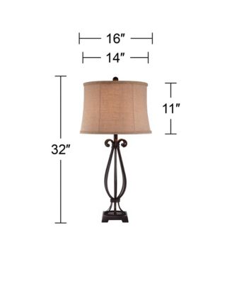 Taos Traditional Table Lamp 32" Tall Iron Open Scroll Base Neutral Burlap Shade for Bedroom Living Room Bedside Nightstand Office Kids