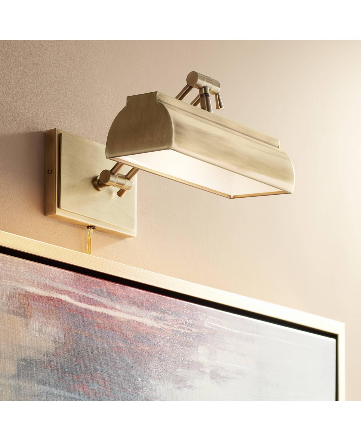 Possini Euro Upton Wide Plug-In Antique Brass Picture Light - Possini Euro Design