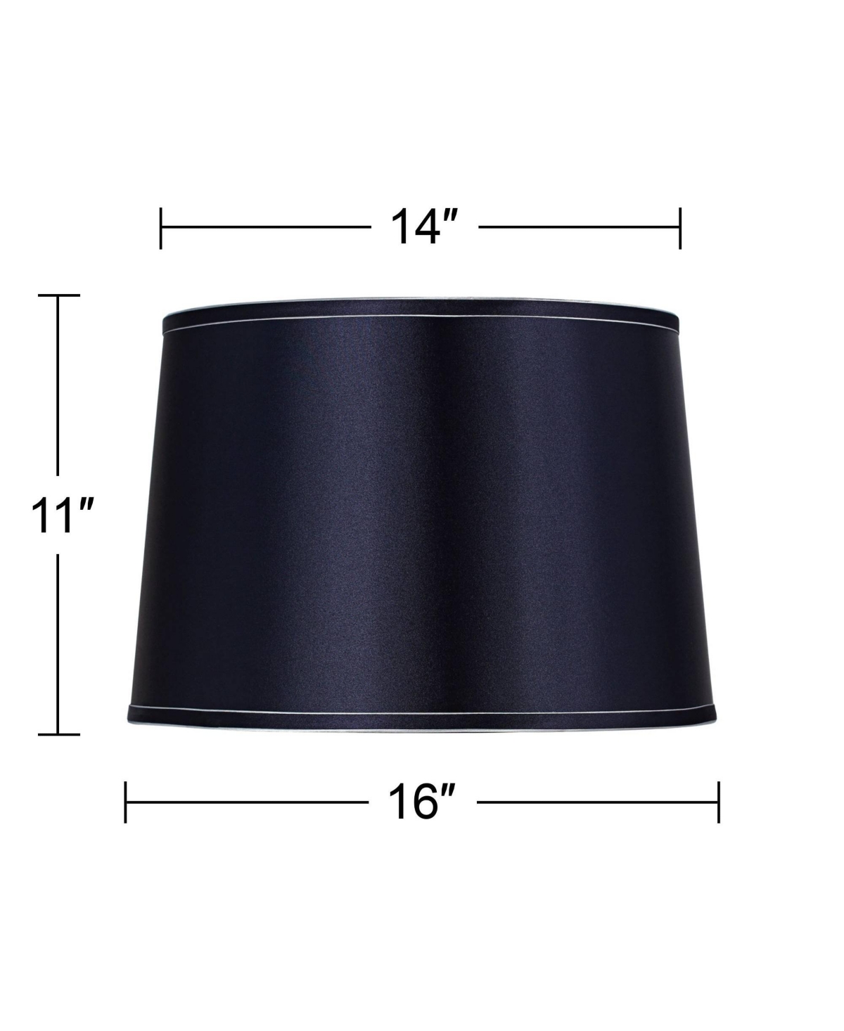 Sydnee Navy with Silver Trim Medium Drum Lamp Shade Top x Bottom x Slant (Spider) Replacement with Harp and Finial - Spring crest