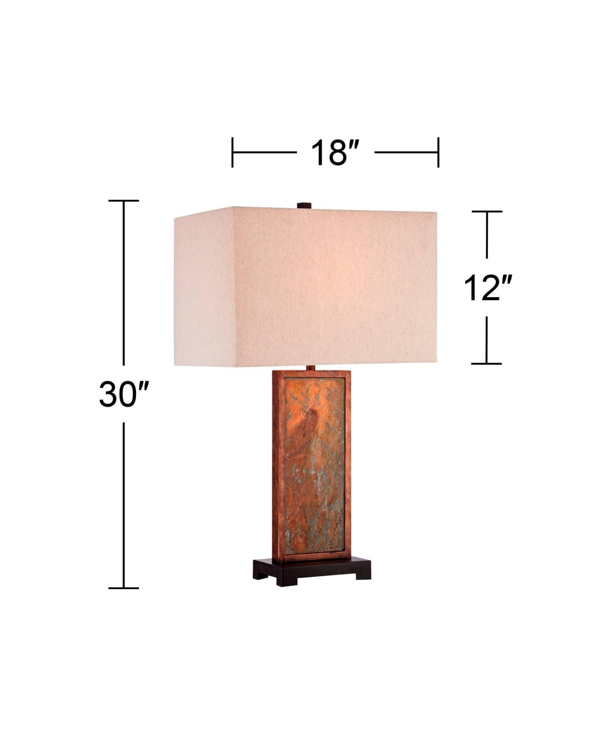 Yukon Industrial Rustic Table Lamp Tall Natural Slate Stone Beige Rectangular Box Shade for Bedroom Living Room House Bedside Nightstand Home Offi