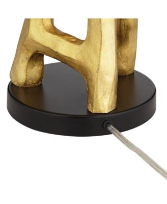 Organic Sculpture 29" Tall Modern Glam End Table Lamp Gold Finish Single White Shade Living Room Bedroom