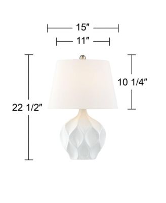 Dobbs Modern Mid Century Accent Table Lamp 22 1/2" High White Glaze Geometric Ceramic Oval Shade for Bedroom Living Room Bedside Office