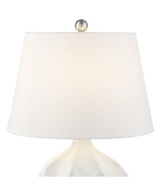 Dobbs Modern Mid Century Accent Table Lamp 22 1/2" High White Glaze Geometric Ceramic Oval Shade for Bedroom Living Room Bedside Office