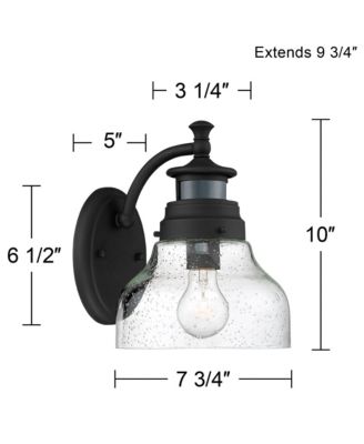 Nobel Modern Outdoor Wall Light Fixture Black Steel 10" Clear Seedy Glass Motion Sensor Dusk to Dawn for Exterior House Porch Patio Outside Deck Garage Front Door Garden Home - John Timberland