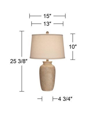 25 1/2" High Farmhouse Rustic Coastal Table Lamps Set of 2 Beige Oatmeal Shade Living Room Bedroom Bedside Nightstand