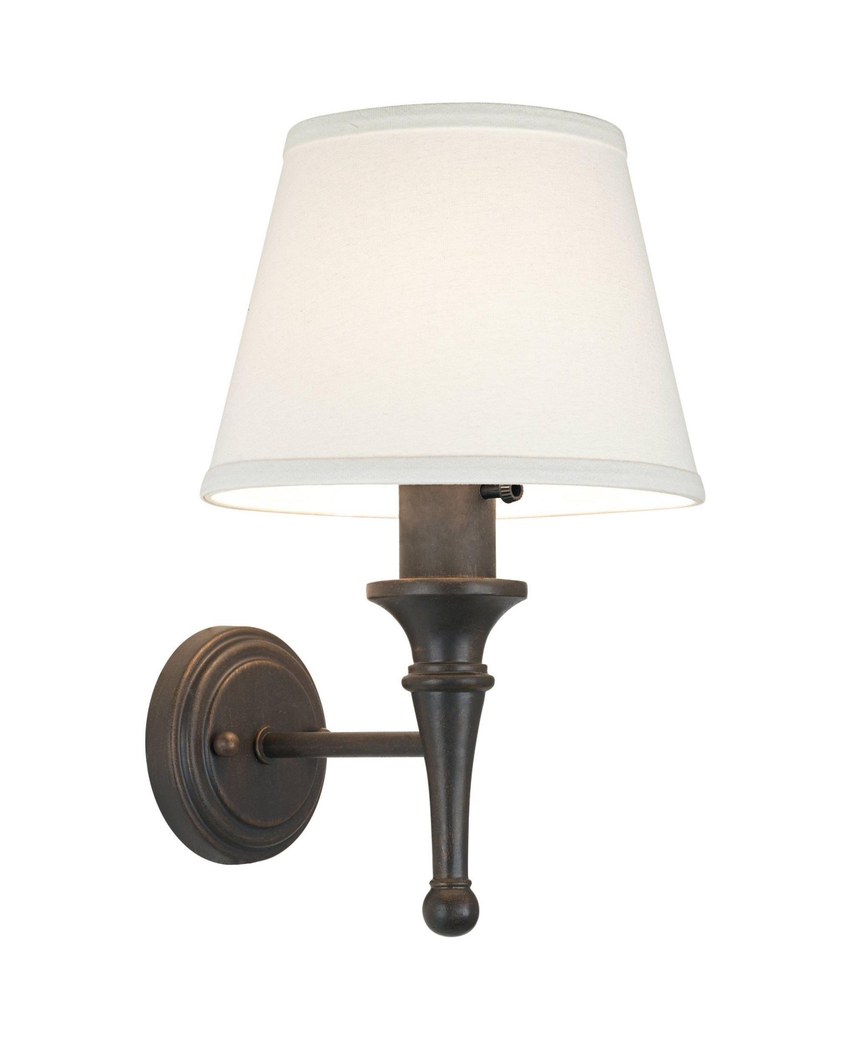 Braidy Farmhouse Rustic Wall Lamp with Cord Cover Bronze Metal Plug-in Fixture Ivory Cotton Empire Shade for Bedroom Bedside Bathroom Vanity Living