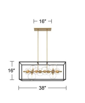 Fitzgerald Black Gold Linear Pendant Chandelier 38" Wide Modern Clear Glass 12-Light Fixture