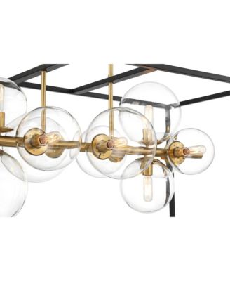 Fitzgerald Black Gold Linear Pendant Chandelier 38" Wide Modern Clear Glass 12-Light Fixture