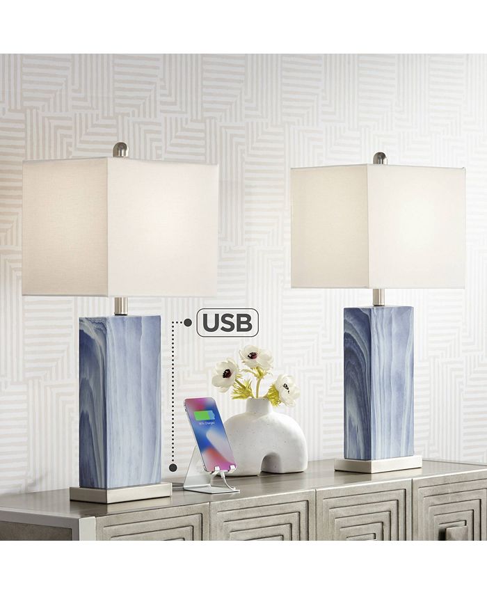 360 Lighting Connie Modern Table Lamps 25" Tall Set of 2 with USB