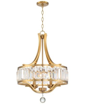 Prava Warm Brass Pendant Chandelier 21 1/2" Wide Modern Crystal 4-Light Fixture for Dining Room House Foyer Kitchen Island Bedroom
