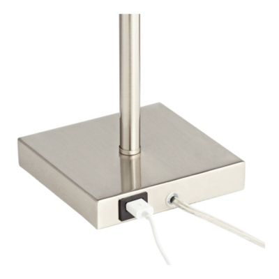 Franco Modern Table Lamps 26 1/2" High Set of 2 Brushed Nickel with USB Charging Ports White Square Shade for Bedroom Living Room Desk