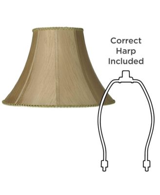 Earthen Gold Large Round Bell Lamp Shade 8" Top x 18" Bottom x 12" Height x 13" Slant (Spider) Replacement with Harp and Finial