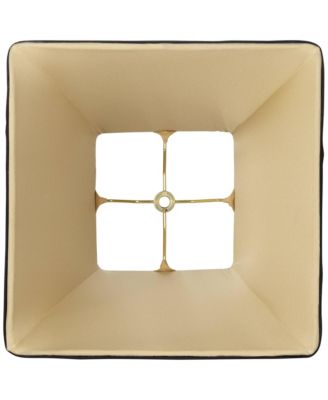 Small Square Curved Black Lamp Shade 6" Top x 11" Bottom x 9.75" Height (Spider) Replacement with Harp and Finial