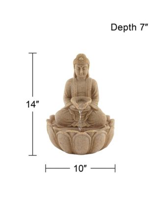 Calm Buddha 14" High Small Zen Asian Indoor Outdoor Decor Sand Stone Tabletop Fountain with Light LED Outside