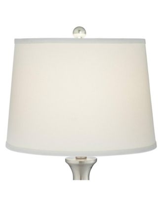 Karl Modern Table Lamps 27 1/2" Tall Set of 2 Brushed Nickel with USB and Outlet White Drum Shade for Bedroom Living Room House Bedside