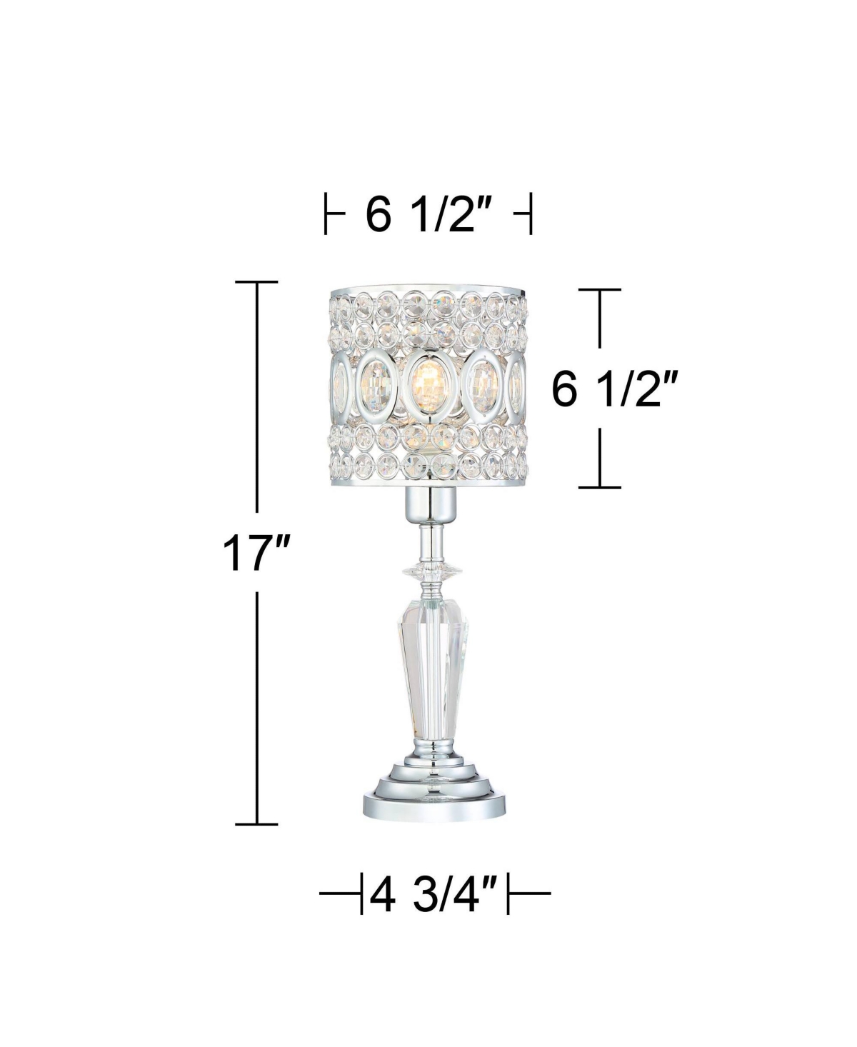 Tori Glam Luxury Style Small Accent Table Lamp High Chrome Silver Metal Stacked Clear Crystal Base Drum Shade Decor for Bedroom House Bedside Nigh