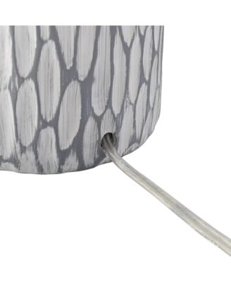 Patrick Modern Coastal Table Lamp 26 1/4" High Whitewash Gray Geometric Ceramic Drum Fabric Shade Decor for Bedroom Living Room House Home Bedside Nightstand Office Family - 360 Lighting