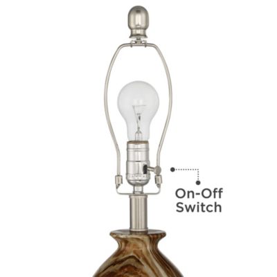 Carlton Modern Table Lamps 28" Tall Set of 2 Swirling Brown Faux Marble White Tapered Drum for Bedroom Living Room Bedside Nightstand