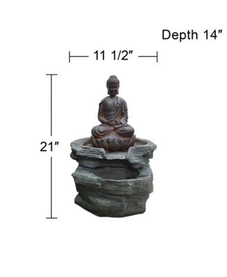 Sitting Buddha 21" High Large Zen Asian Indoor Outdoor Decor Faux Stone Floor Fountain with Light LED Waterfall