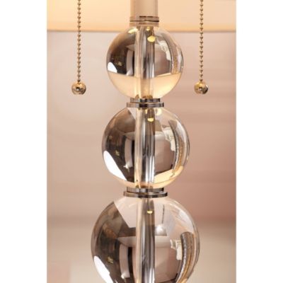 Modern Table Lamp 26 1/2" High Stacked Clear Crystal Spheres Glass White Drum Shade for Bedroom Living Room House Home Nightstand