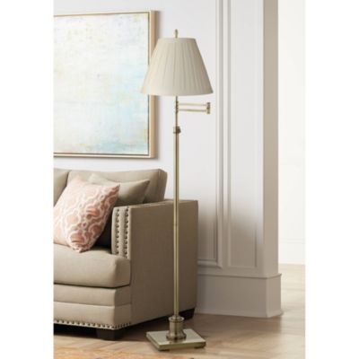 Creme Linen Medium Box Pleat Lamp Shade 7" Top x 14" Bottom x 11" High (Spider) Replacement with Harp and Finial