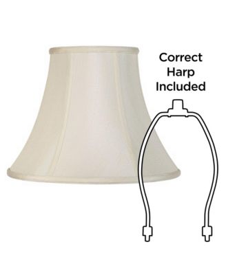 Imperial Shade Creme Medium Bell Lamp Shade 7" Top x 14" Bottom x 11" Slant x 10.5" High (Spider) Replacement with Harp and Finial