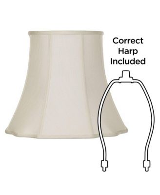 Imperial Shade Creme Medium Bell Cut Corner Lamp Shade 10" Top x 16" Bottom x 14" Slant x 13.5" High (Spider) Replacement with Harp and Finial