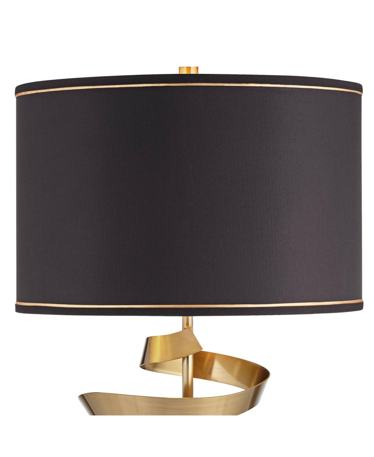 Twist Modern Table Lamp Tall Sculptural BrassMetal Marble Black Drum Shade withLiner Decor Bedroom Living Room Nightstand Bedside Nigh