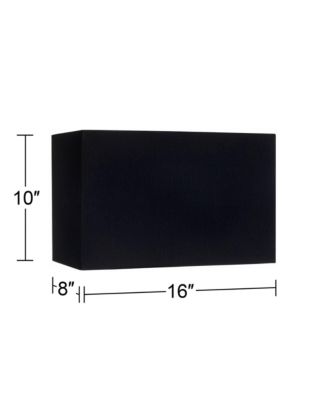 Black Medium Rectangular Hardback Lamp Shade 16" Wide x 8" Deep x 10" High (Spider) Replacement with Harp and Finial