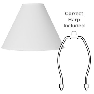 White Linen Medium Chimney Lamp Shade 5" Top x 15" Bottom x 10.5" High x 11.5" Slant (Spider) Replacement with Harp and Finial