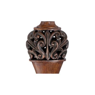 Exeter Traditional Table Lamps 30" Tall Set of 2 Bronze Wood Carved Leaf Cream Rectangular Bell Shade for Bedroom Living Room Bedside