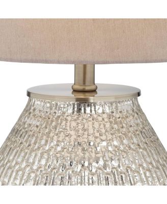 Cottage Accent Table Lamp 19 1/2" High Mercury Glass Teardrop Gray Drum Shade for Bedroom Bedside Nightstand Office