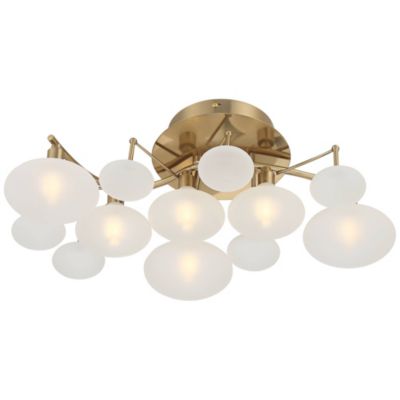 Semi Flush Mount Ceiling Light with Opal Glass Shade 6-Light Fixture for Bedroom or Kitchen