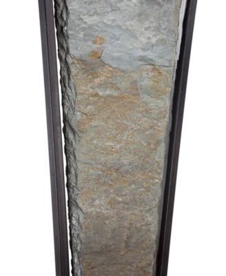 Zion Rustic Table Lamp 30" Tall Tapered Natural Slate Bronze Metal Rectangular Shade for Bedroom Living Room Bedside Nightstand