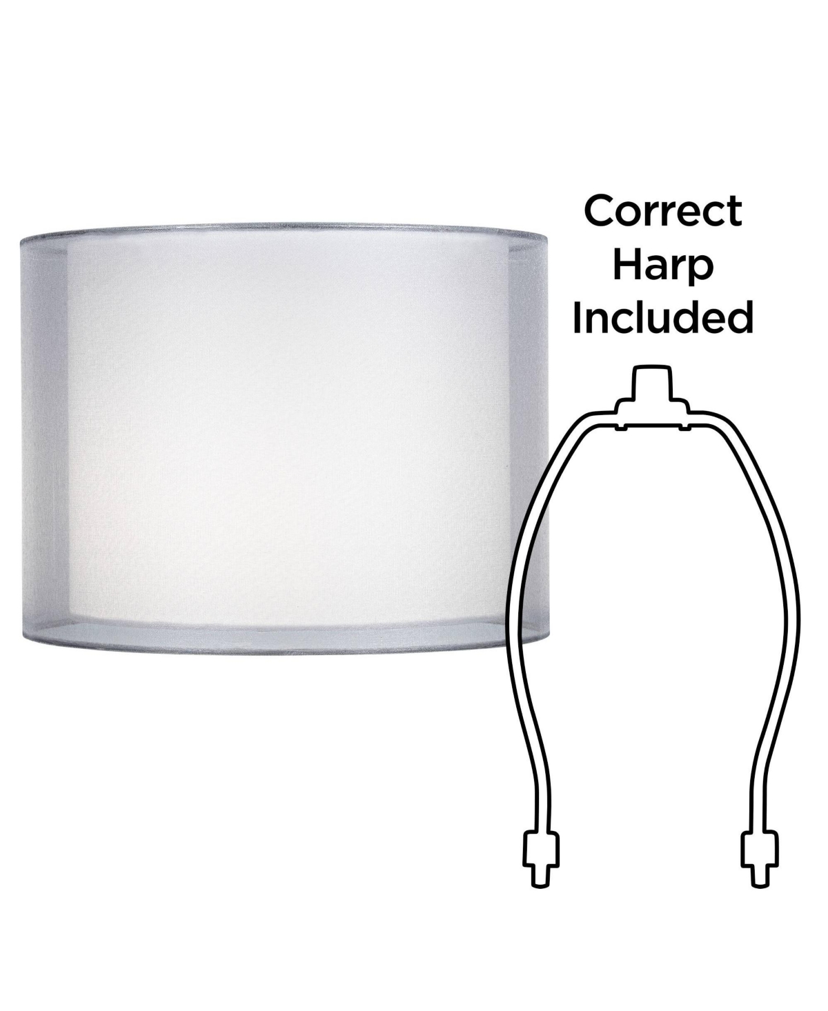 Silver andDouble Sheer Small Drum Lamp Shade 12