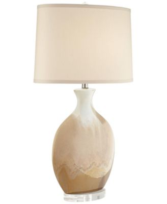 Marci Modern Table Lamp 32" Tall Ceramic Ivory Drip Glaze Off White Oval Shade for Bedroom Living Room Bedside Nightstand Office