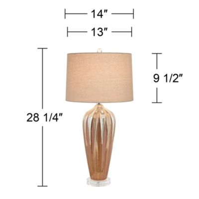 Loren Modern Mid Century Table Lamp 28 1/4" Tall Ivory Drip Glaze Ceramic Fabric Drum Shade for Bedroom Living Room Bedside House