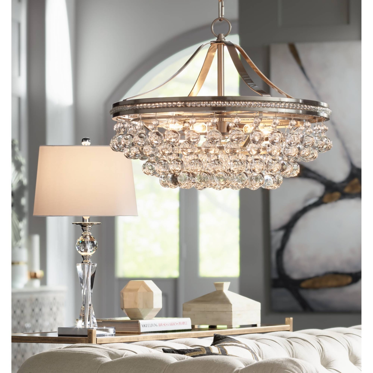Vienna Full Spectrum Wohlfurst Brushed NickelPendant Chandelier 20 1/4