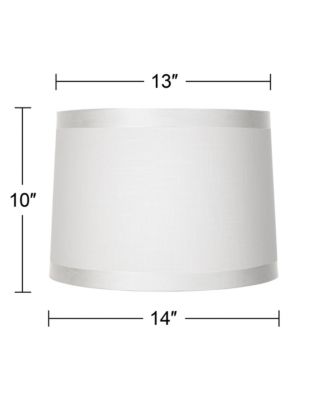Off-White Fabric Medium Drum Lamp Shade 13" Top x 14" Bottom x 10" High (Spider) Replacement with Harp and Finial