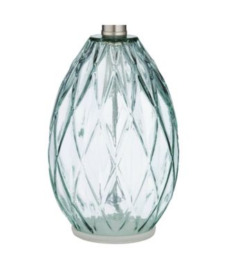 Modern Accent Table Lamps 14 3/4" High Set of 2 Diamond Blue Green Glass Fabric Drum Shade for Bedroom Bedside Office (Color May Vary)