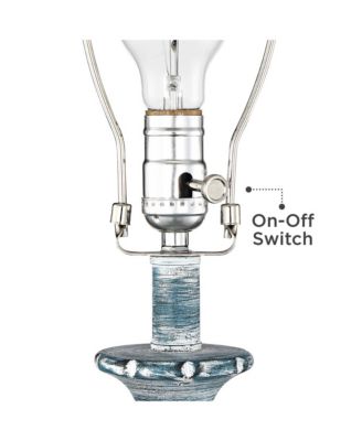 Tanya Coastal Traditional Vintage like  Style Table Lamps 26.5" High Set of 2 Blue Washed White Tapered Drum Shade Decor for Living Room Bedroom Beach House Bedside Nightstand Home - Regency Hill