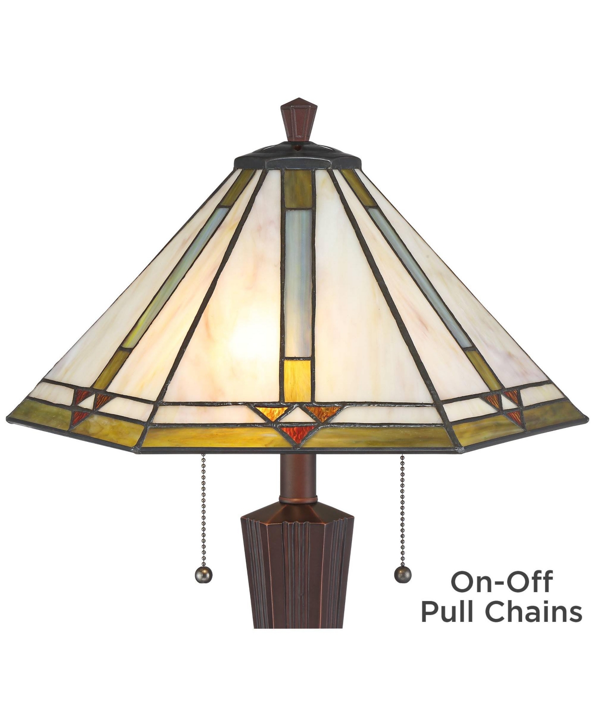 Land ford Traditional Mission Tiffany Style Accent Table Lamp High BronzeMetal Antique Glass Art Shade Decor for Living Room Bedroom Hous