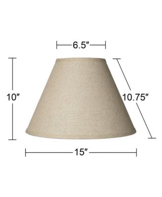 Set of 2 Empire Lamp Shades Fine Burlap Medium 6.5" Top x 15" Bottom x 10.75" Slant Spider Replacement Harp and Finial