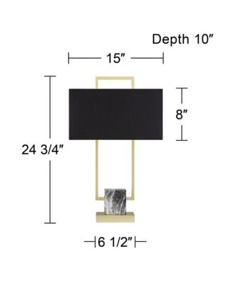 Carl Modern Table Lamp 24 3/4" High Gold Metal Gray Faux Marble Black Rectangular Shade for Bedroom Living Room Bedside Nightstand Office