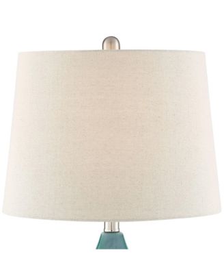 Kate Table Lamp 24 3/4" High Ceramic Green Oatmeal Drum Shade for Bedroom Living Room Bedside Nightstand Office Kids Family House Home