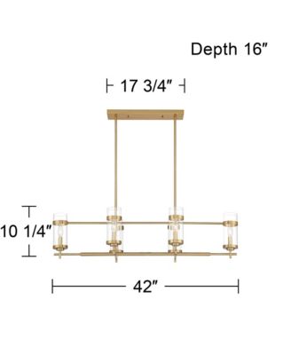 Mikel Soft Gold Linear Island Pendant Chandelier 42" Wide Modern Clear Glass Shade 6-Light Fixture for Dining Room House Kitchen