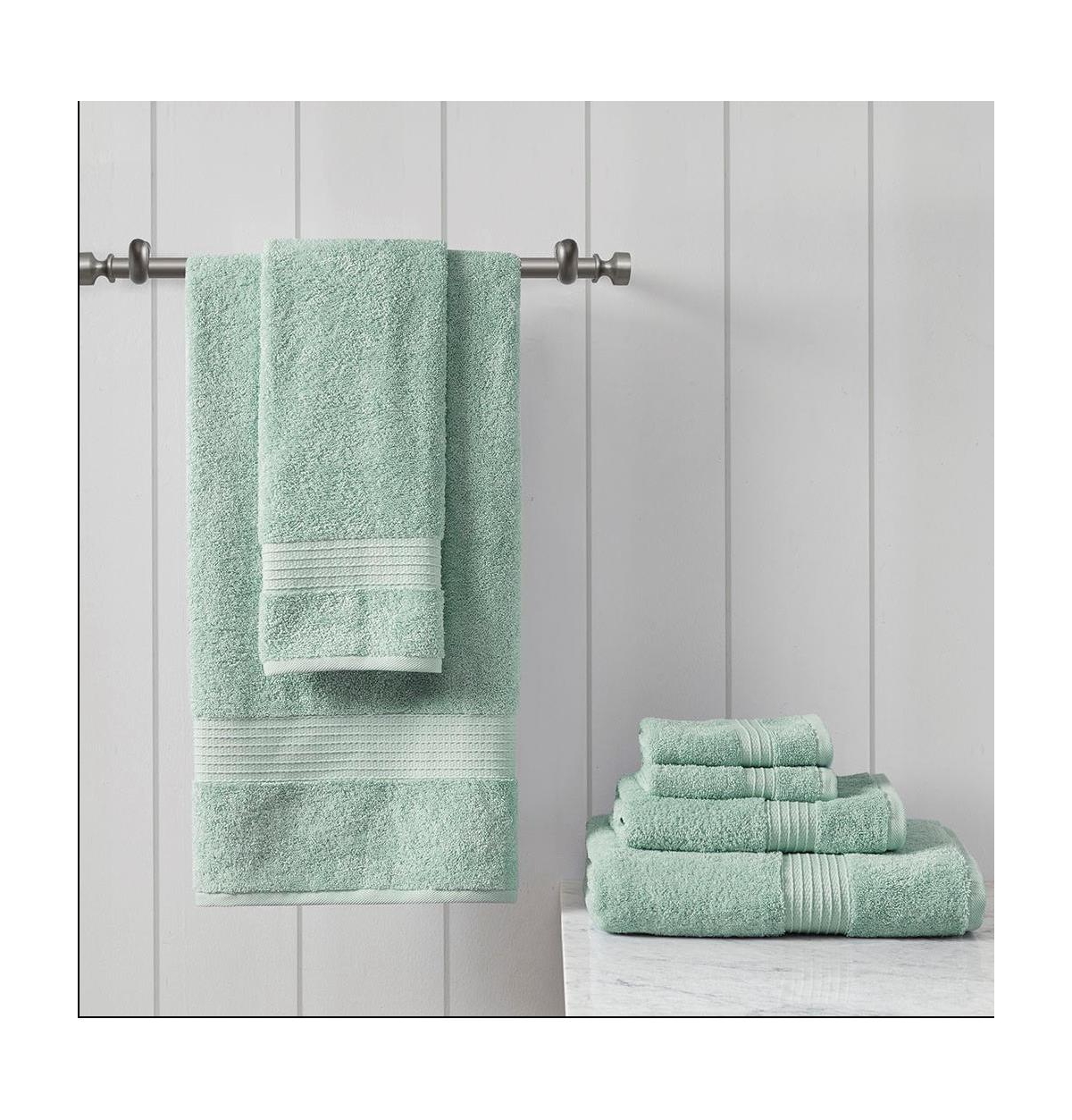 Home Outfitters 100% Cotton Piece Bath Towel Set , Absorbent, Bathroom Spa Towel, Modern/Contemporary -pastel blue