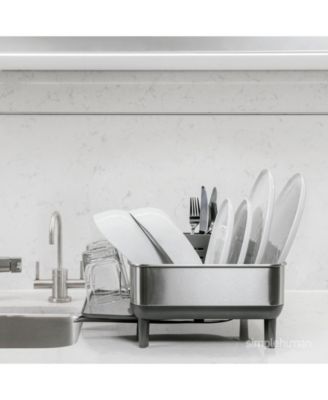 Compact Steel Frame Dish Drying Rack with Swivel Spout Drain